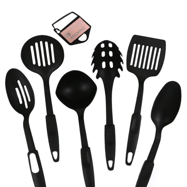 Piezas de utensilios de cocina Negro 6pcsset Juego de utensilios de cocina Utensilios de cocina antiadherentes Herramientas de cocina Cuchara Cucharón de sopa Espátula Pala Herramientas Gadget Accesorios 230324