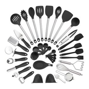 Pièces d'ustensiles de cuisine Ensemble d'ustensiles de cuisine 37 pièces ustensiles de cuisine silicone et acier inoxydable spatule antiadhésive en nylon outil de cuisson cocina cadeau 230217