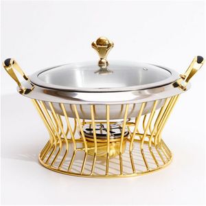 Kookgerei onderdelen roestvrijstalen pot set mini houder glazen deksel goud zilveren schuurschotel en pan food lade warmer lcohol droog 221114