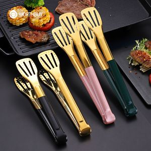 Cookware Parts WORTHBUY 188 Stainless Steel BBQ Tongs With Colored Handle Salad Meat Food Grilling Kitchen Cooking Utensils Tools 230204