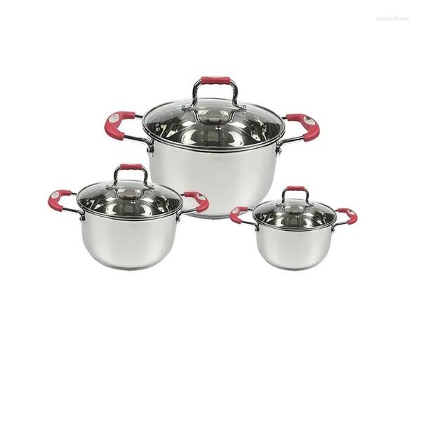 Conjuntos de utensilios de cocina 12 PCS Set Tapa de vidrio Cocina de acero inoxidable Ollas y sartenes antiadherentes Utensilios Herramientas de cocina Entrega de entrega Home Garden Di Dholq