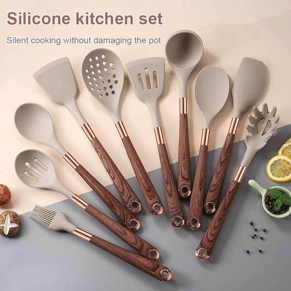 Ensembles d'ustensiaux de cuisine 1set ApricotBlack Kitchen Set Material Silicone No Hurt the Pot 5sets Options pour la cuisine Ustensiles 230901