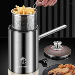 Batterie de cuisine Ensembles 220V Friteuse électrique Ménage Intelligent Marmite 304 Acier inoxydable Anti-éclaboussures Économie d'huile Petit Shabu Fried