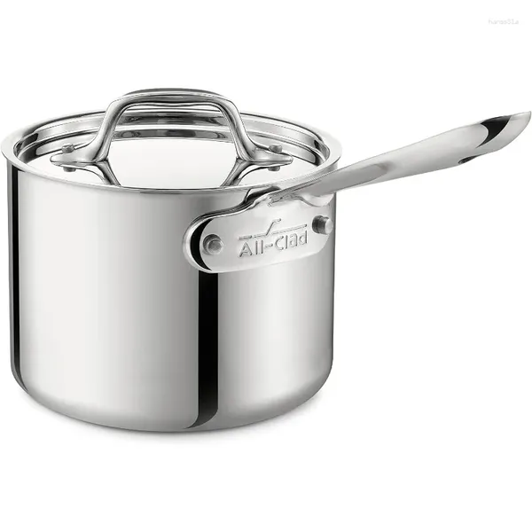 Conjuntos de utensilios de cocina All-Clad D3 Sartén para salsa de acero inoxidable de 3 capas Horno de inducción de 2 cuartos Seguro para asar 600F Ollas y sartenes Plata