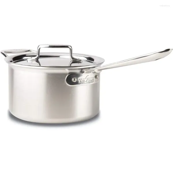 Conjuntos de utensilios de cocina All-Clad D5 Sartén para salsa de acero inoxidable de 5 capas Horno de inducción de 4 cuartos Seguro para asar 600F Ollas y sartenes Plata