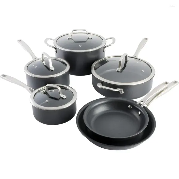 Ensembles d'ustensiles de cuisine ensemble de casseroles et poêles noires pour accessoires de cuisine Kit de poêle à frire 10 pièces ustensiles de cuisine antiadhésifs dîner