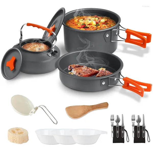 Ensembles d'ustensiles de cuisine, fournitures de Camping, ensemble de cuisine, Camping tourisme, casseroles de cuisine en plein air, vaisselle pour fourchette cuillère équipement Gadgets