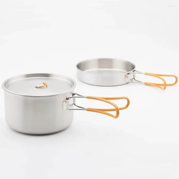 Ensembles d'ustensiles de cuisine, ensemble de casseroles de Camping en acier inoxydable 304, Kit pliable d'extérieur, vaisselle de voyage, tourisme, randonnée, équipement de pique-nique