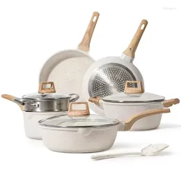 Les ensembles d'ustensiaux de cuisine Die Cast en aluminium antiadhésif Pots de cuisson et casseroles