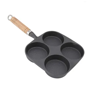 Batterie de cuisine, poêle à œufs, 4 tasses, ustensiles de cuisine, en fonte inoffensive, chauffage uniforme pour le petit déjeuner, hamburgers, crêpes