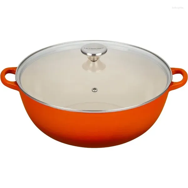 Les ustensiles de cuisine définissent le four de chef en fonte émaillé avec couvercle en verre 7.5 Qt.Flamme