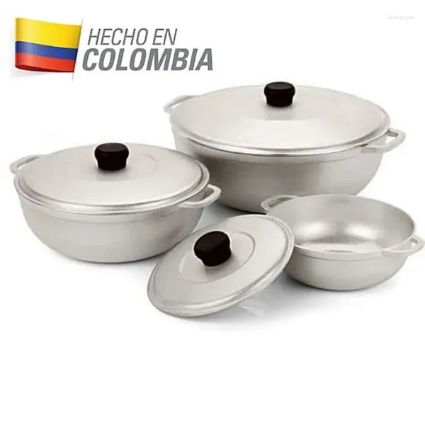 Ensembles d'ustensiaux de cuisine Imusa 3pieces Colombian Cast Aluminium Caldero ou Oven-Oven Néerlandais avec couvercle