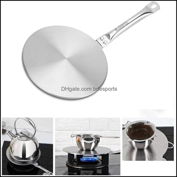 Juegos de utensilios de cocina Cocina, Comedor Bar Hogar Jardín Us Stock Disipador de calor de 7.5 pulgadas Placa de anillo de insación Mango de acero inoxidable Estufa de gas Conve de vidrio