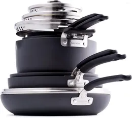 Les ustensiles de cuisine définissent les niveaux de casseroles et de casseroles en céramique saine et poêle en céramique saine et casserole