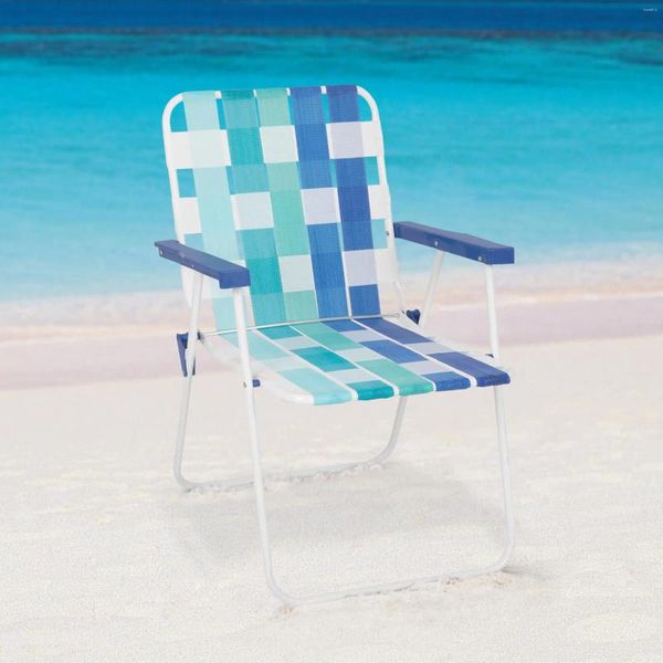 Ensembles de cuisine piliers pliants chaise web de plage Blue Tonal Stripe