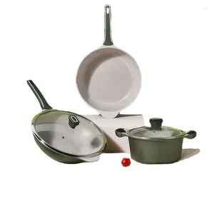 Ensemble d'ustensiles de cuisine simplicité moderne Stone Maifan Non Stick Pot Pot Kitchen Supplies Induction Gas de cuisinière double usage Cadeau de créneaux de maison