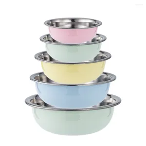 Ensembles de cuisine de couleurs polyvalent bassin de couleurs tamis tamis de riz cuisine pour ménage évier de légumes 5 pcs 3