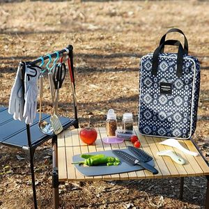 Conjuntos de utensilios de cocina para acampar al aire libre, con cuchillo, utensilio, cuchara, utensilios de cocina portátiles para Picnic, vajilla, bolso de almacenamiento