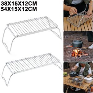 Ensembles d'ustensiles de cuisine Support de tête de poêle en acier inoxydable extérieur Petit ensemble de gril pliant portable Support de casserole Mini hauteur de gaz réglable