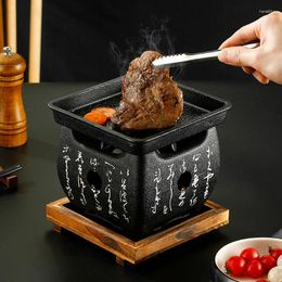 Kookgerei Sets Draagbare Japanse BBQ Grill Aluminium Fornuis Met Gietijzeren Plaat Voor Buiten Binnen Sissend