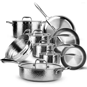 Ensembles d'ustensiaux de cuisine pots et casseroles