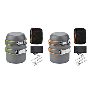 Kookgerei Sets Praktische Picknick Kookpottensets Opvouwbaar Multifunctioneel Buitengerei Harde aluminiumoxide uitrusting Voor 1-2 personen