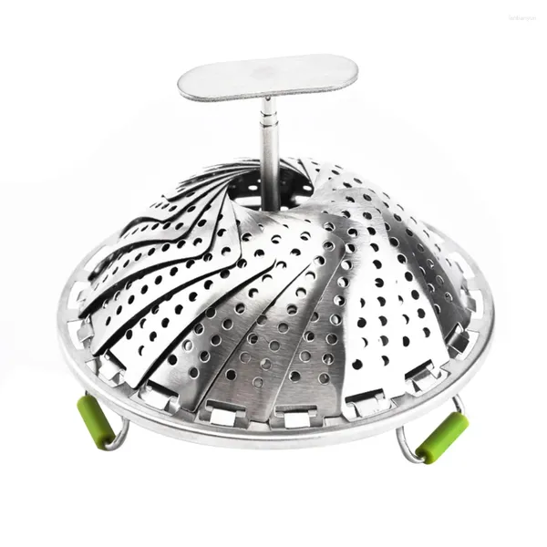 Ensembles de batterie de cuisine Insert de panier à vapeur pliant en acier inoxydable pour la cuisson des aliments extensible pour s'adapter à différentes tailles de casseroles (5,1 à 9 pouces)