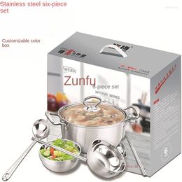 Ensembles de batterie de cuisine Pot et bol en acier inoxydable, ensemble cadeau, cuisine de Six pièces, casseroles et poêles