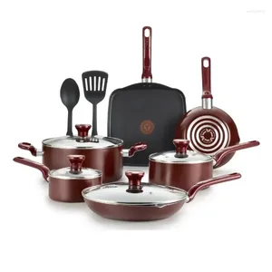 Batterie de cuisine T-fal Easy Care 12PC Set Pot ROUGE Cuisson antiadhésive en acier inoxydable