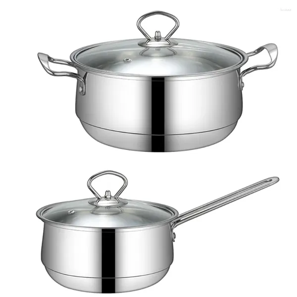 Conjuntos de utensilios de cocina Juego de acero inoxidable engrosado Sartén Leche Olla Sopa 3 piezas Cocina al por mayor