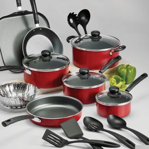 Ensembles de batterie de cuisine Tramontina Primaware 18 pièces ensemble antiadhésif rouge livraison directe maison jardin cuisine barre à manger DH8Sz