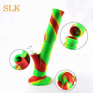 Cool 14 inch hoge siliconen bong kleurrijke onbreekbare percolator dab rig 14.4mm kom dons steel grote waterpijp shisha 420 rookwaterleiding