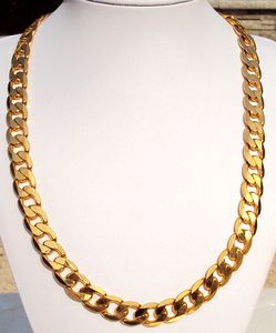 Zwaar COOL 24K ECHTE GEEL GOUD Gelaagde Link Mens Ketting 12mm Wide Necklace 23.5 100% Echt goud, niet vast niet geld.