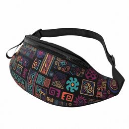 Cool African Ethnic Tribal Art Pattern Fanny Pack Men Women Africa Ankara Print Crossbody Taille Bag voor fietsen Phe Mey Pouch 194m#