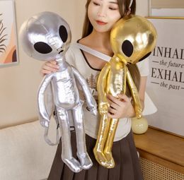 Cool Alien Backpack Holographic Rucksack Plush Gevulde Doll Toys Bag Party Gunsten For Kids Men Men Women Silver Gold 3D PU Leer