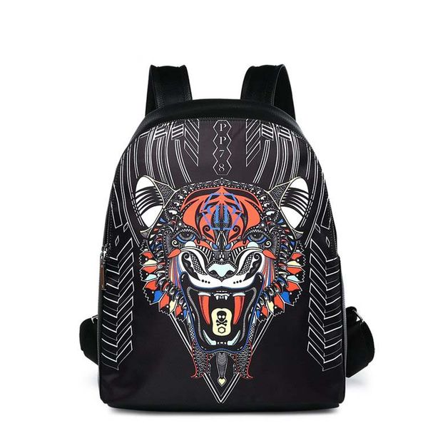 Cool animal boy cabeza de tigre Nueva moda hombres diseñador Mochilas Venta al por mayor Mochila de cuero PU Mochilas escolares para computadora