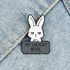 Cool Animal Lapin Émail Pin ME?SARCASTIQUE?Broche jamais féministe Punk, Badge de lapin de dessin animé drôle, sac à revers, bijoux cadeau pour amis