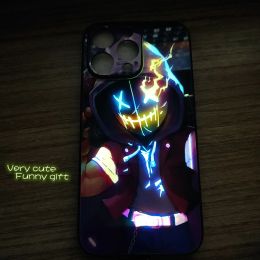 Coole anime led call Flash Phone Case voor iPhone 14 Plus 12 13 Mini 11 Pro XS Max X XR 7 8 Plus Smart Luminous Back Cover Grappig