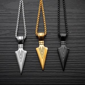 Cool flèche pendentif en acier inoxydable 316L bijoux à la mode Hiphop Punk collier pour hommes conception géométrique 3 couleurs Necklaces235S