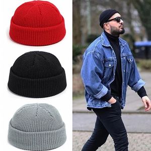 Cool Beanie Chapeau Côtelé Acrylique Tricoté À Revers Hiver Chaud Cap Court Casual Crâne Cheveux Bonnet Baggy Gorro Pour Adulte Hommes Femmes Cadeau