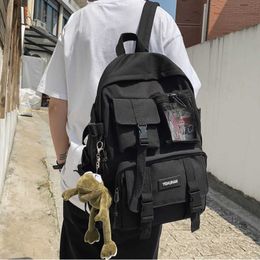 Cool Black Nylon Bagpack Casual Lady Travel Backpacks Vrouwelijke anti diefstal Rucksack Dames School Backpack Koreaans Back Pack Mochila 230223
