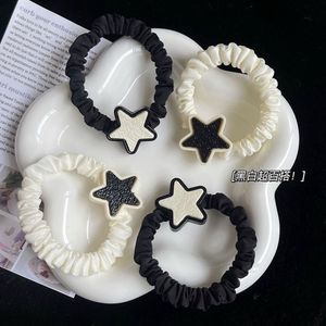 Cool Zwart Wit Ster Haar Touw Korea Stijlen Meisje Leuke Haarbanden Elastische Rubberen Haarbanden Accessoires Voor Vrouwen 2497