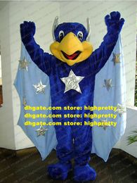 Cool Blue Eagle Hawk Mascot Costume Mascotte Glede Kestrel Tercel Lanneret Avec Big Yellow Mouth Grey Stars No.1827 Free Ship