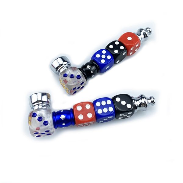 Cool Colorful Dice Style Pipes Filtro extraíble portátil Tazón de pantalla plateada Diseño innovador Pipas para fumar Porta cigarrillos de mano