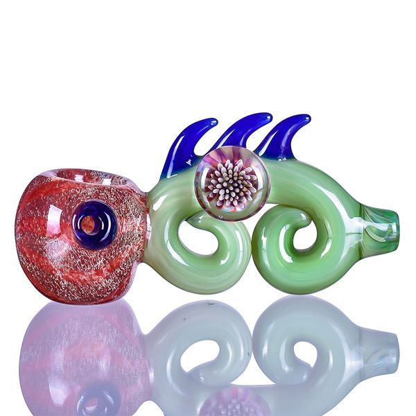 Cool Colorful Dragon Animal Pyrex Tubos de filtro de vidrio grueso Portable Dry Herb Tabaco Titular de cigarrillo Fumar Handpipes Alta calidad hecho a mano sin DHL