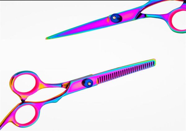 Cool coloré Hair Cutting Ciseaux Clippers dentes plates coupes outils de beauté pour animaux