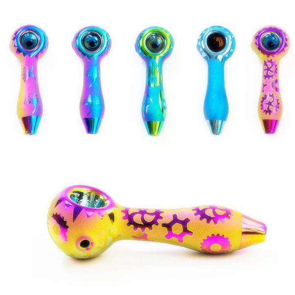 Cool Coloré Plus Modèle Tuyaux En Verre Épais Conception Portable Cuillère Bol Herbe Tabac Filtre Bong Pipe À Main Titulaire À La Main Huile Rigs Fumer Cigarette