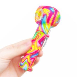 COOL Kleurrijke Multifunctionele Siliconen Pijpen Kruid Tabak Glas Filter Kom Draagbare Booreilanden 10 MM Nagels Titanium Tip Stro Handpijpen Roken Sigarettenhouder DHL