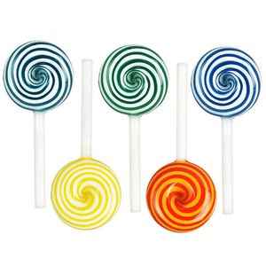 Cool Pipes Colorées Pyrex Verre Épais Fumer Tube Handpipe Portable Stripe Lollipops Bonbons Style Décorer À La Main Sec Herbe Tabac Huile Rigs Bong DHL Gratuit