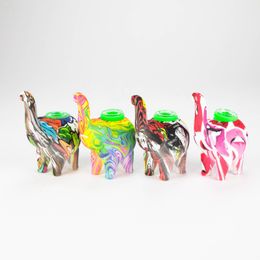 Cool Coloré Silicone Tuyaux Éléphant Style Bubbler Filtre Portable Herbe Sèche Tabac Multihole Bol Porte-Cigarette Narguilé Waterpipe Bong Fumer Tube DHL